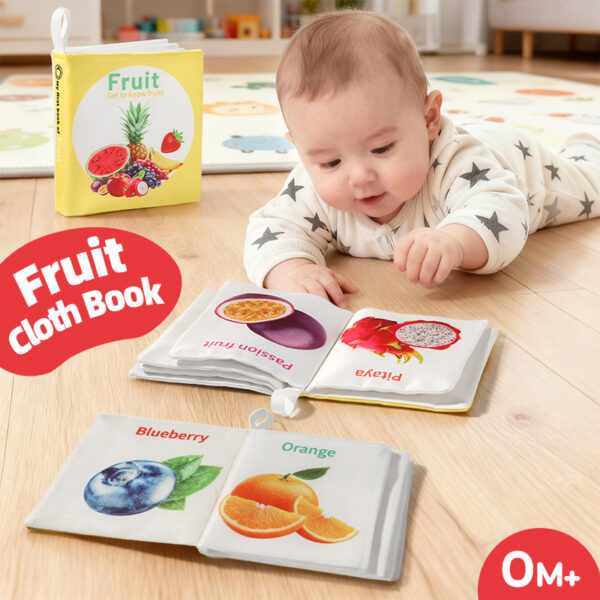 A Fantastic Early Education Tool for Fruit Recognition! This Six-Page Fabric Book Allows for Independent Exploration with Tear-Resistant Soft Material, Vibrant Fruit Illustrations, And Interactive Touch-And-Flip Learning. It Stimulates Curiosity